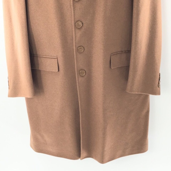 Louis Dell' Olio Mens Overcoat Cashmere Winter Brown Trench Coat Sz 46L - Picture 3 of 16